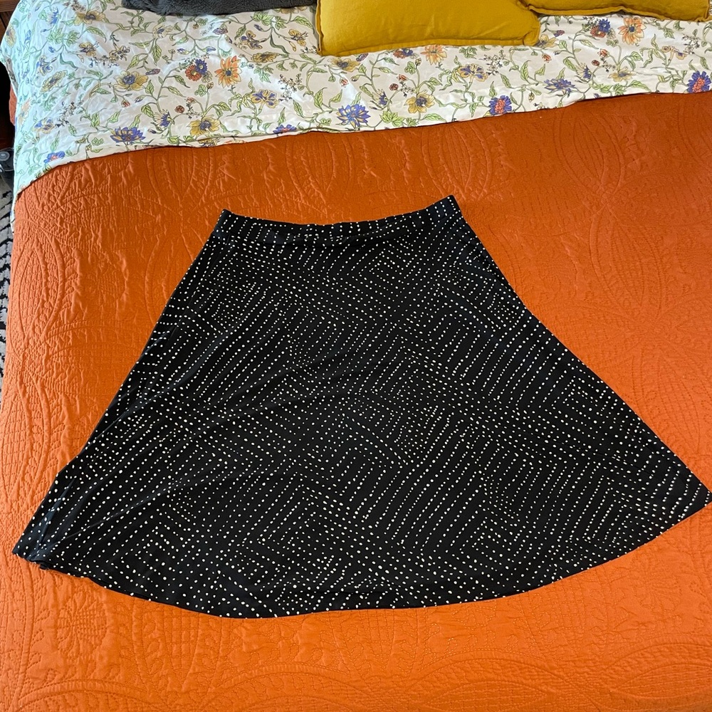 George Black A-Line Skirt with White Dots